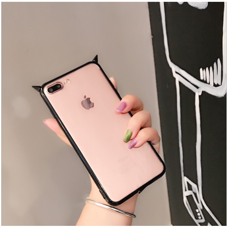 Creative Fashion Little Devil Style TPU + Transparent Acrylic Cell Phone Cover Shell for iPhone 8 Plus / 7 Plus 5.5 inch - Red-4