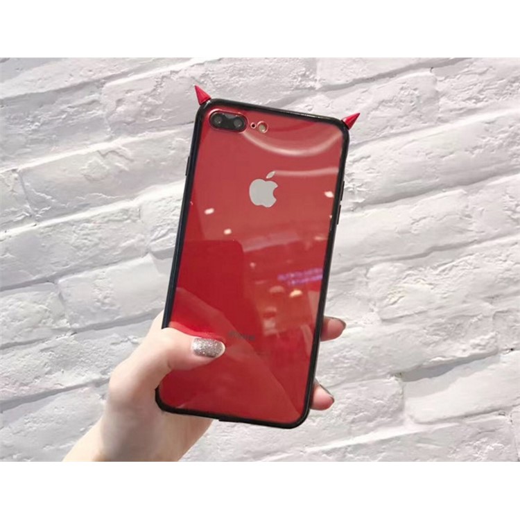 Creative Fashion Little Devil Style TPU + Transparent Acrylic Cell Phone Cover Shell for iPhone 8 Plus / 7 Plus 5.5 inch - Red-6