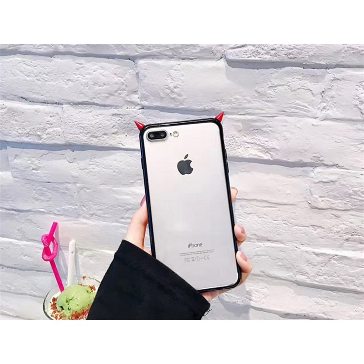 Creative Fashion Little Devil Style TPU + Transparent Acrylic Cell Phone Cover Shell for iPhone 8 Plus / 7 Plus 5.5 inch - Red-8