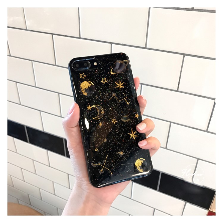 Glitter Powder Glossy Soft TPU Phone Case for iPhone 7 Plus - Black-1