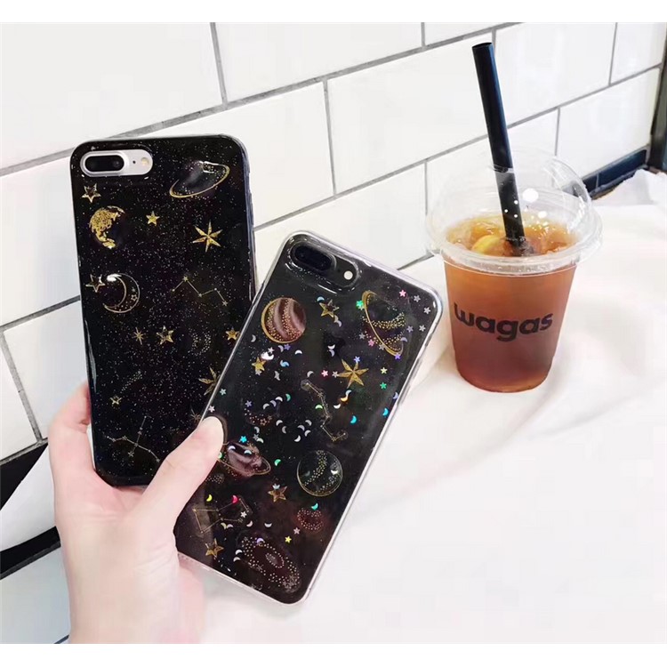 Glitter Powder Glossy Soft TPU Phone Case for iPhone 7 Plus - Black-7