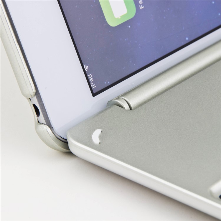 WITSPAD F8S Aluminum Bluetooth Keyboard Stand Cover for iPad Air w/ Colorful Backlight - Silver Color-11