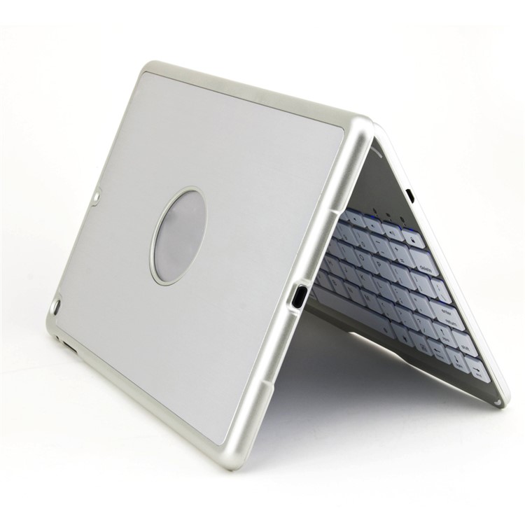 WITSPAD F8S Aluminum Bluetooth Keyboard Stand Cover for iPad Air w/ Colorful Backlight - Silver Color-13