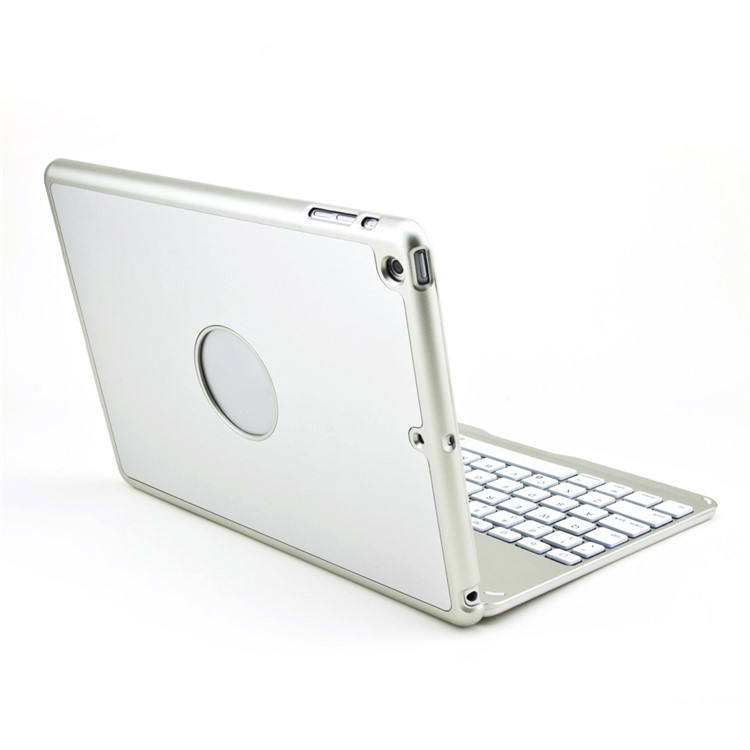 WITSPAD F8S Aluminum Bluetooth Keyboard Stand Cover for iPad Air w/ Colorful Backlight - Silver Color-14