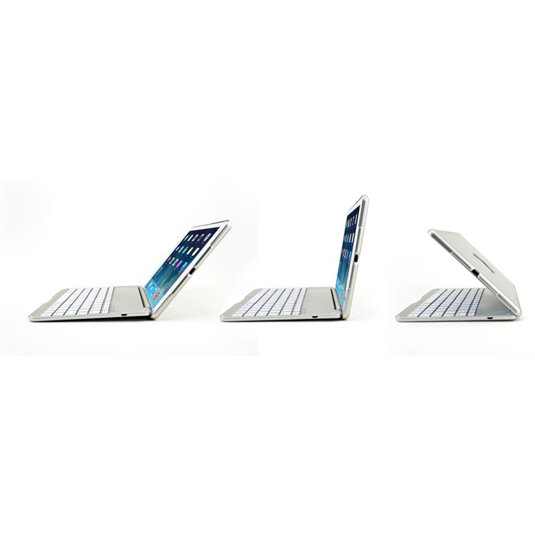WITSPAD F8S Aluminum Bluetooth Keyboard Stand Cover for iPad Air w/ Colorful Backlight - Silver Color-17
