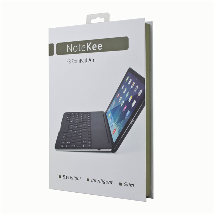 WITSPAD F8S Aluminum Bluetooth Keyboard Stand Cover for iPad Air w/ Colorful Backlight - Silver Color-29
