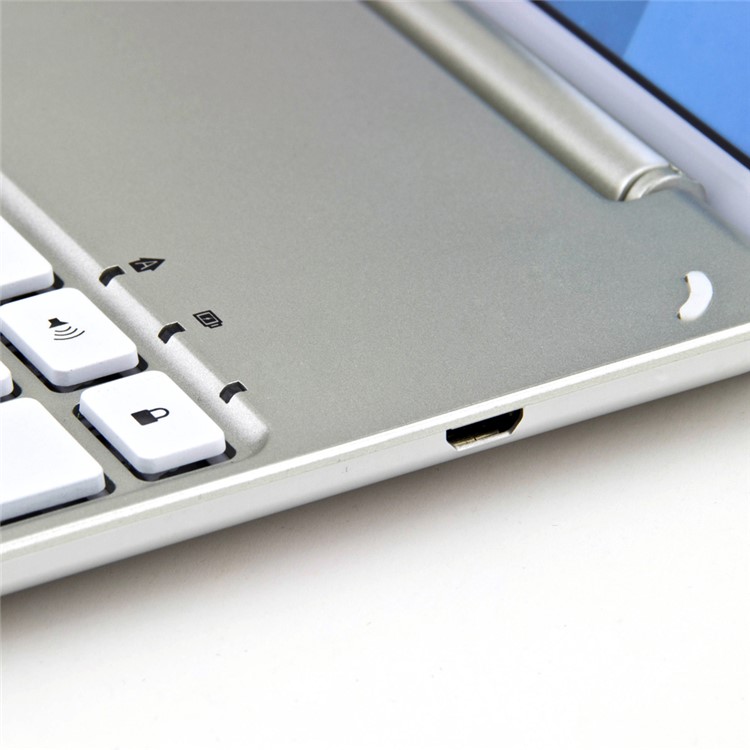 WITSPAD F8S Aluminum Bluetooth Keyboard Stand Cover for iPad Air w/ Colorful Backlight - Silver Color-8