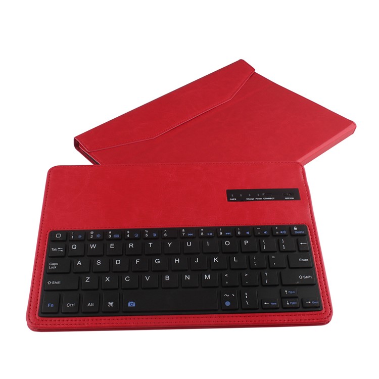 For iPad Air 2 Removable Bluetooth Keyboard + Leather Cover w/ Stand - Red-11