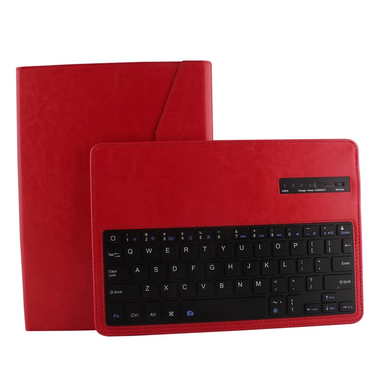 For iPad Air 2 Removable Bluetooth Keyboard + Leather Cover w/ Stand - Red-13