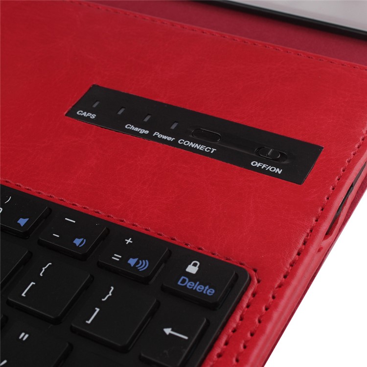 For iPad Air 2 Removable Bluetooth Keyboard + Leather Cover w/ Stand - Red-8