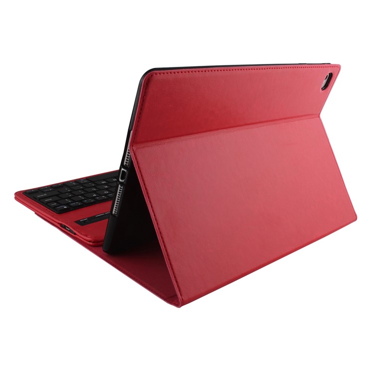 For iPad Air 2 Removable Bluetooth Keyboard + Leather Cover w/ Stand - Red-9