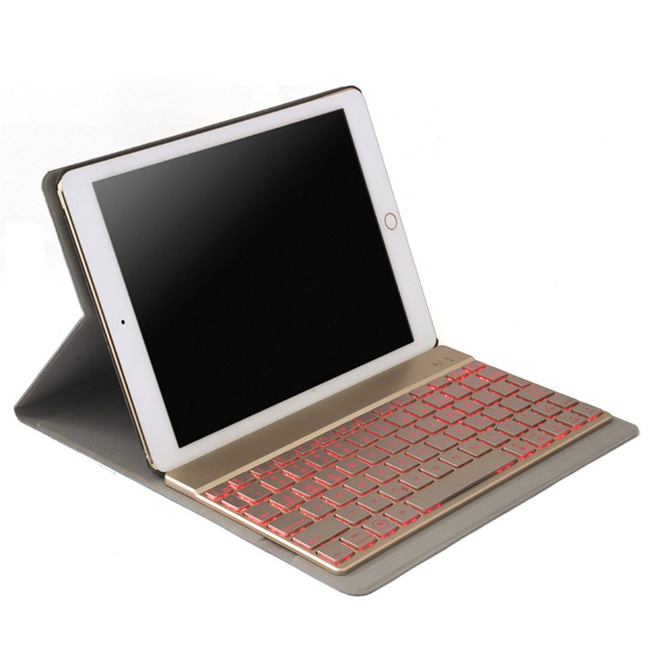 F16S Detachable Leather Flip Cover Bluetooth Keyboard for iPad Air 2 w/ Backlight - Gold-6
