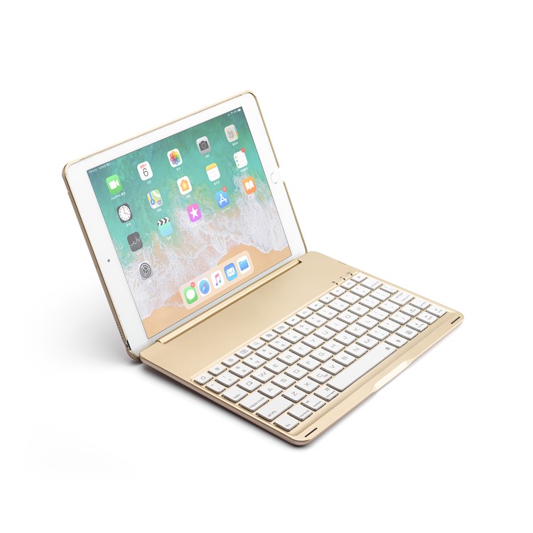 WITSPAD F8S Bluetooth Teclado Alumínio Shell Para Ipad Air 2 Com Luz De Fundo Colorida - Cor De Ouro-14