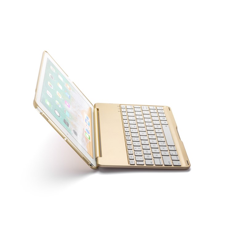 WITSPAD F8S Bluetooth Teclado Alumínio Shell Para Ipad Air 2 Com Luz De Fundo Colorida - Cor De Ouro-15