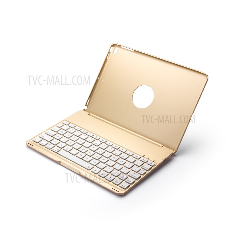 WITSPAD F8S Bluetooth Teclado Alumínio Shell Para Ipad Air 2 Com Luz De Fundo Colorida - Cor De Ouro-2