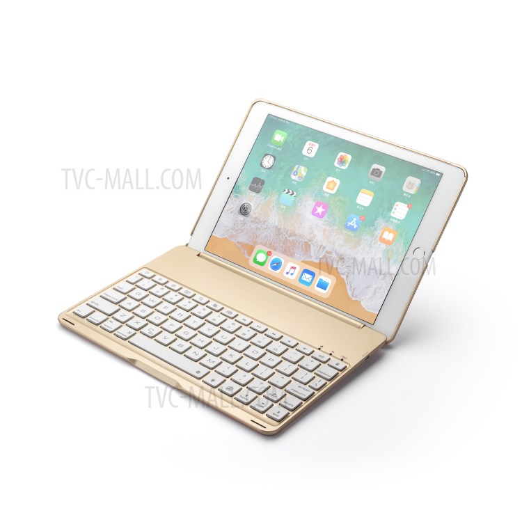 WITSPAD F8S Bluetooth Teclado Alumínio Shell Para Ipad Air 2 Com Luz De Fundo Colorida - Cor De Ouro-5