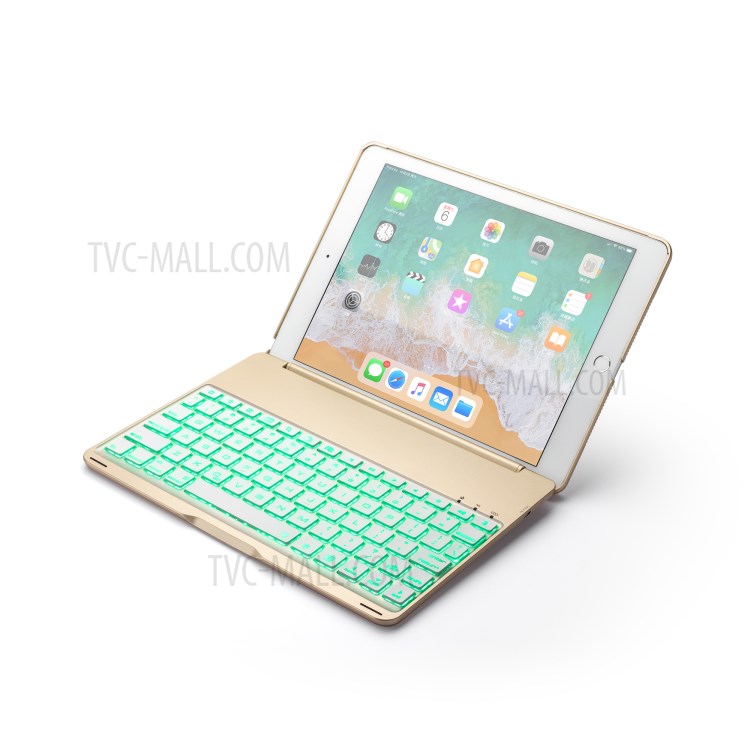 WITSPAD F8S Bluetooth Teclado Alumínio Shell Para Ipad Air 2 Com Luz De Fundo Colorida - Cor De Ouro-6