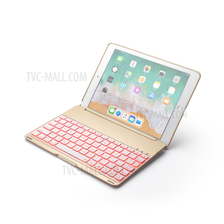 WITSPAD F8S Bluetooth Teclado Alumínio Shell Para Ipad Air 2 Com Luz De Fundo Colorida - Cor De Ouro-7