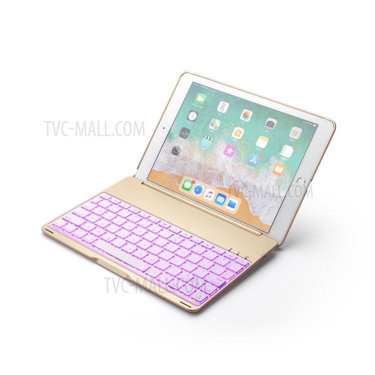 WITSPAD F8S Bluetooth Teclado Alumínio Shell Para Ipad Air 2 Com Luz De Fundo Colorida - Cor De Ouro-9