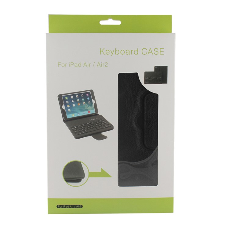 Removable Bluetooth Keyboard + Leather Case for iPad Air 2 with Stand - Black-16
