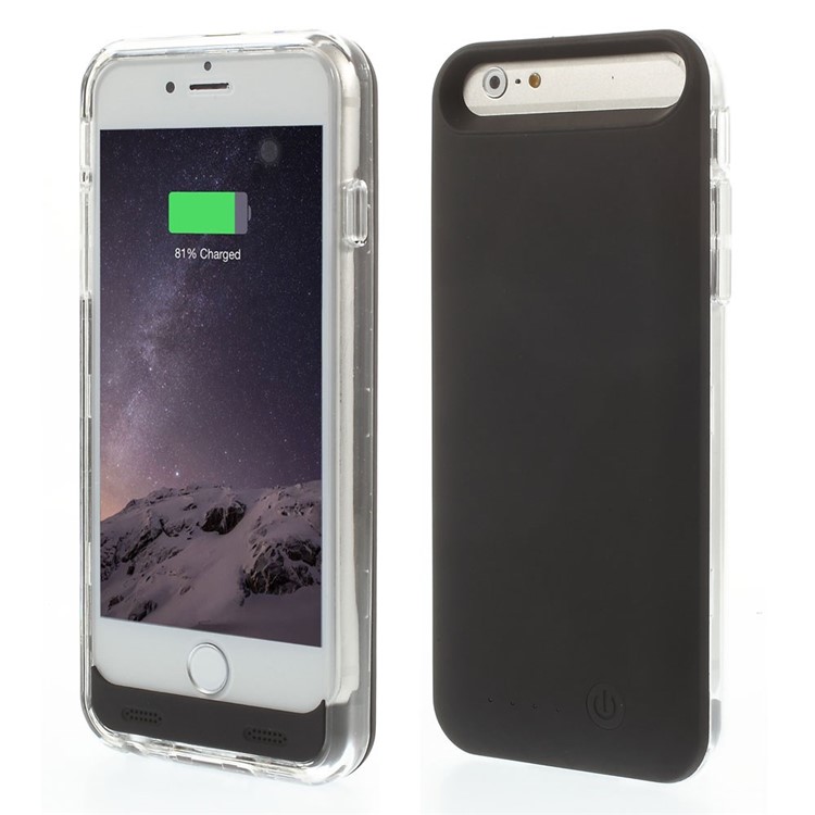 IFANS MFI Certified for iPhone 6 6s External Battery Case 3100mAh w/ Extra Bumper - Black / Transparent-1