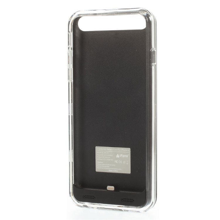 IFANS MFI Certified for iPhone 6 6s External Battery Case 3100mAh w/ Extra Bumper - Black / Transparent-2