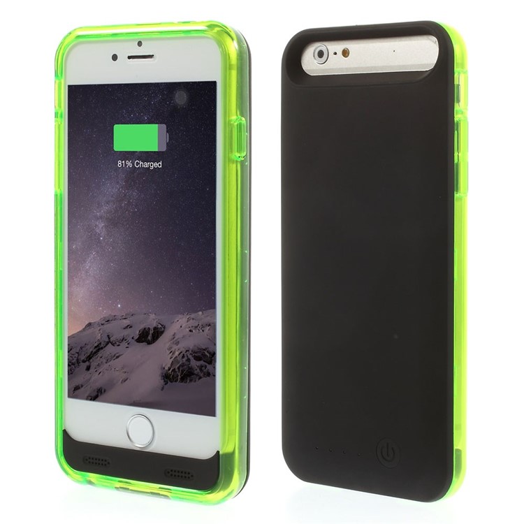 IFANS MFI Certified for iPhone 6 6s External Backup Battery Case 3100mAh w/ Extra Bumper - Black / Green-1