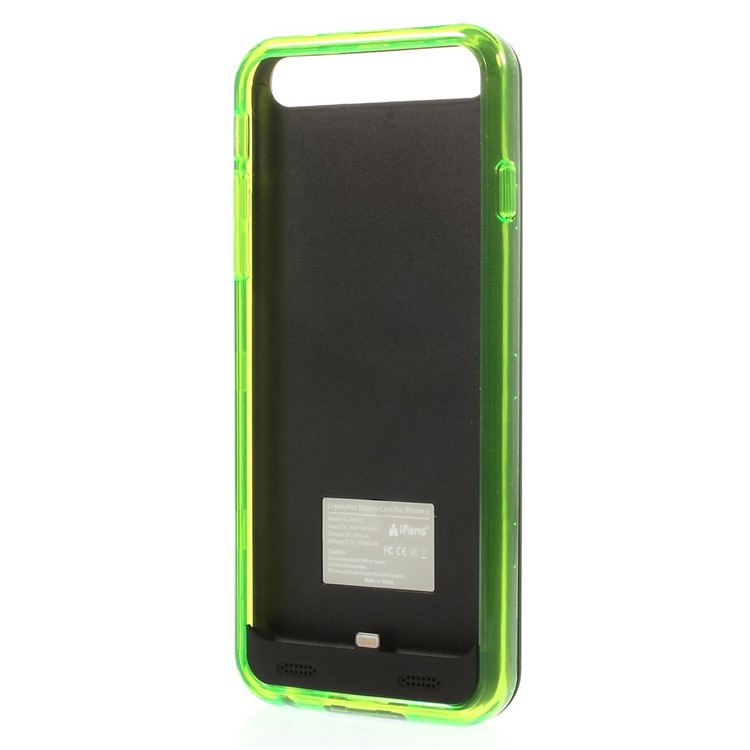 IFANS MFI Certified for iPhone 6 6s External Backup Battery Case 3100mAh w/ Extra Bumper - Black / Green-2