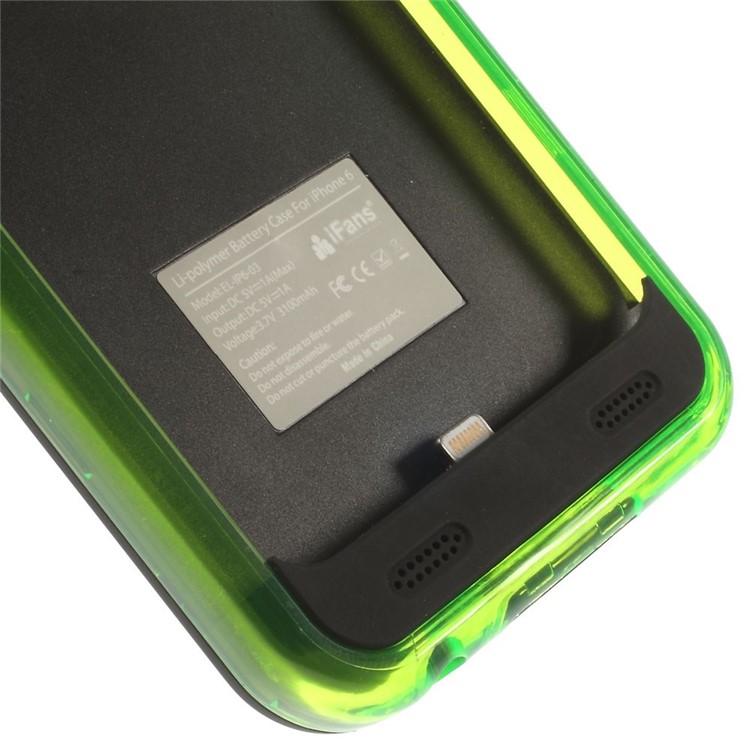 IFANS MFI Certified for iPhone 6 6s External Backup Battery Case 3100mAh w/ Extra Bumper - Black / Green-6