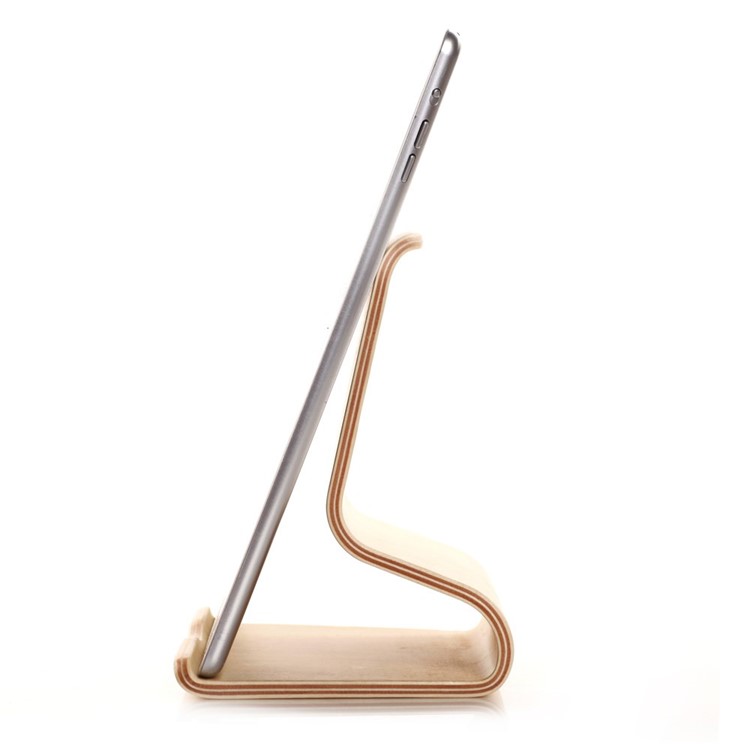 SAMDI soporte de madera de doble uso para iPhone iPad Samsung HTC LG - amarillo-5