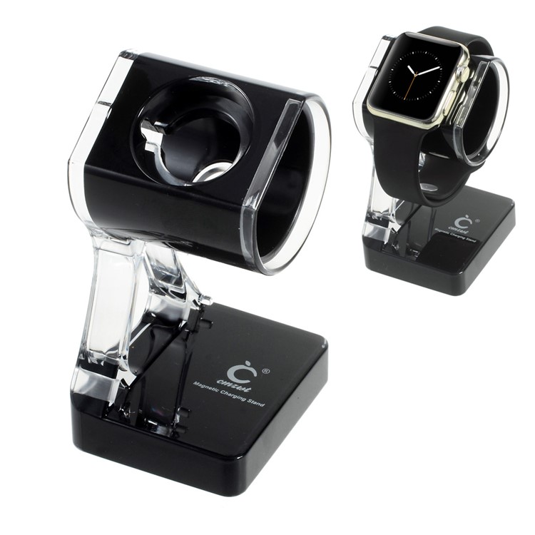Two-color Plastic Magnetic Charging Stand for Apple Watch - Black-1