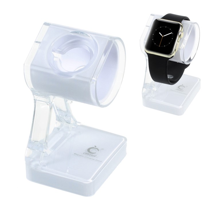 Suporte de suporte de carregamento magnético plástico de duas cores para relógio de maçã - branco-1