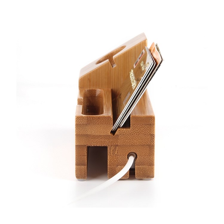 Wood Charging Cradle Stand Holder with Card Hole for Apple Watch, iPhone iPad Samsung-11