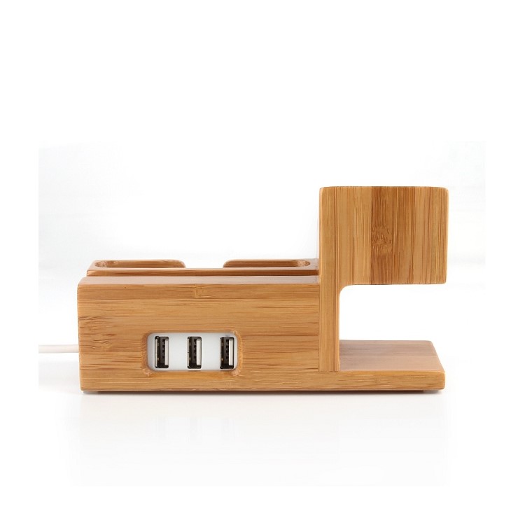 Wood Charging Cradle Stand Holder with Card Hole for Apple Watch, iPhone iPad Samsung-12