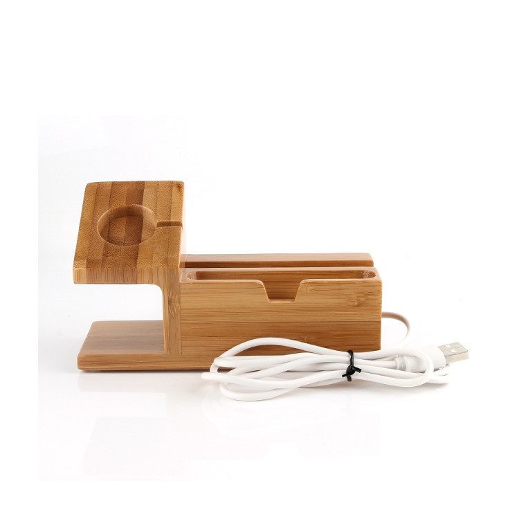 Wood Charging Cradle Stand Holder with Card Hole for Apple Watch, iPhone iPad Samsung-17