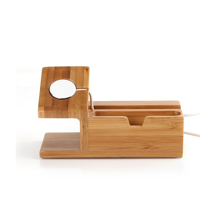Wood Charging Cradle Stand Holder with Card Hole for Apple Watch, iPhone iPad Samsung-6