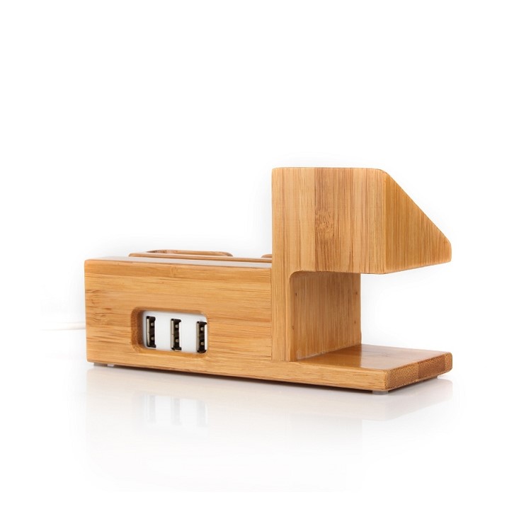 Wood Charging Cradle Stand Holder with Card Hole for Apple Watch, iPhone iPad Samsung-8