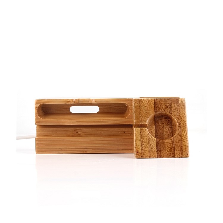 Wood Charging Cradle Stand Holder with Card Hole for Apple Watch, iPhone iPad Samsung-9