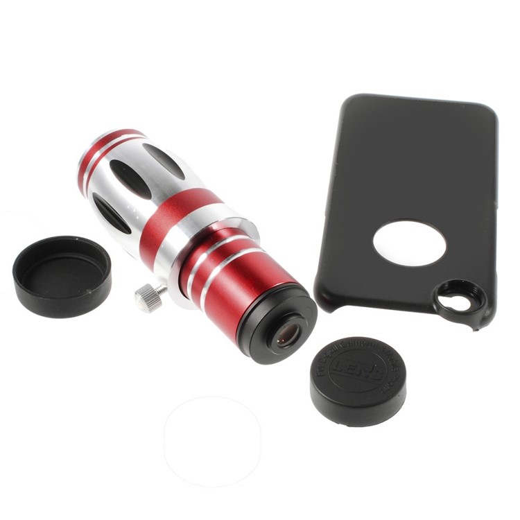 17X Zoom Optical Telescope Telephoto Lens + Mini Tripod + Back Case for iPhone 6-3