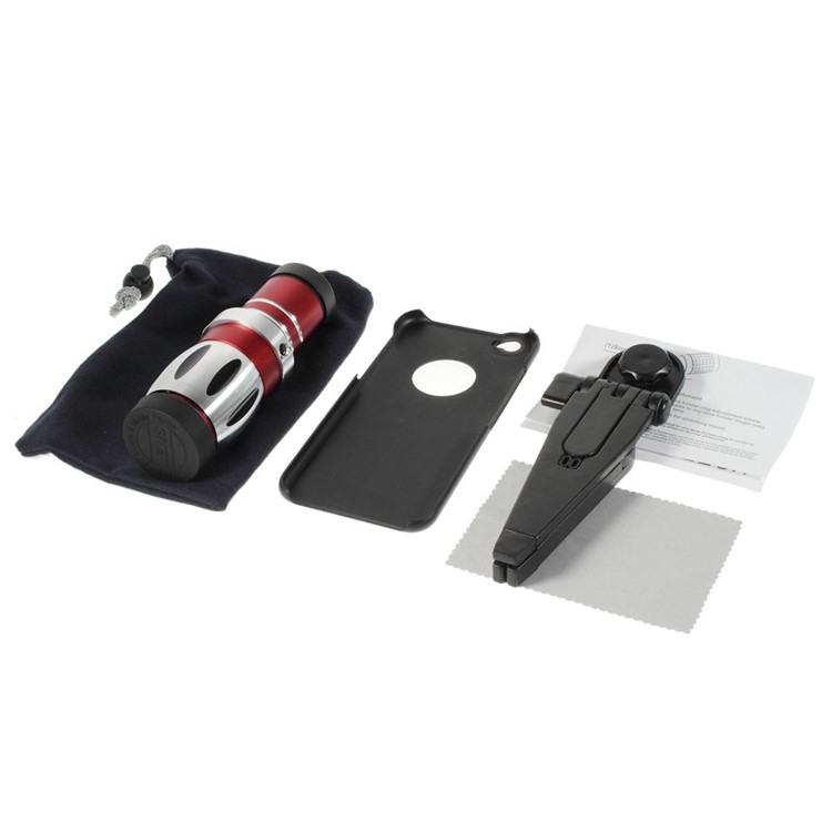 17X Zoom Optical Telescope Telephoto Lens + Mini Tripod + Back Case for iPhone 6-8