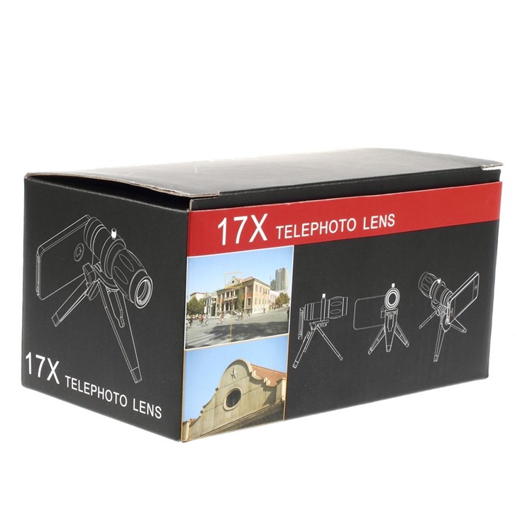 17X Zoom Optical Telescope Telephoto Lens + Mini Tripod + Back Case for iPhone 6-9