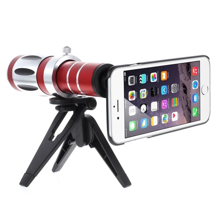 For iPhone 6 Plus 20X Zoom Optical Telescope Telephoto Lens + Mini Tripod + PC Back Case-1