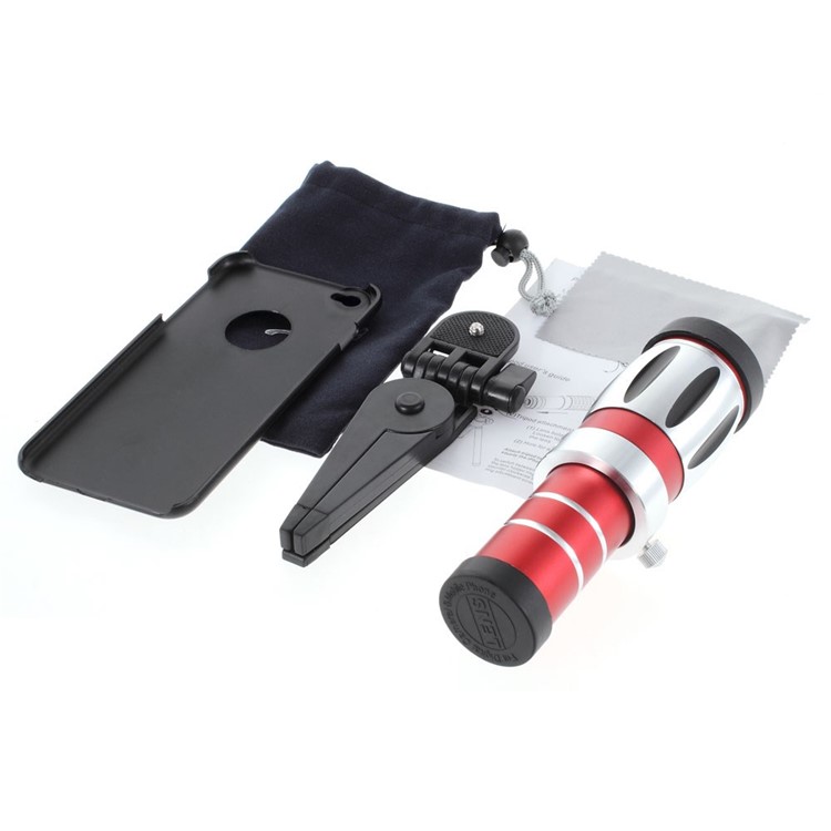 For iPhone 6 Plus 20X Zoom Optical Telescope Telephoto Lens + Mini Tripod + PC Back Case-6