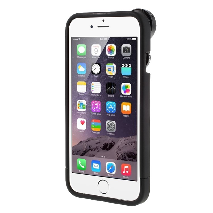 For iPhone 6 6s 4-in-1 Macro Lens + 0.65X Wide-angle Lens + 2X Telephoto Camera Lens + 180 Degree Fisheye with Hard Case - Black-3