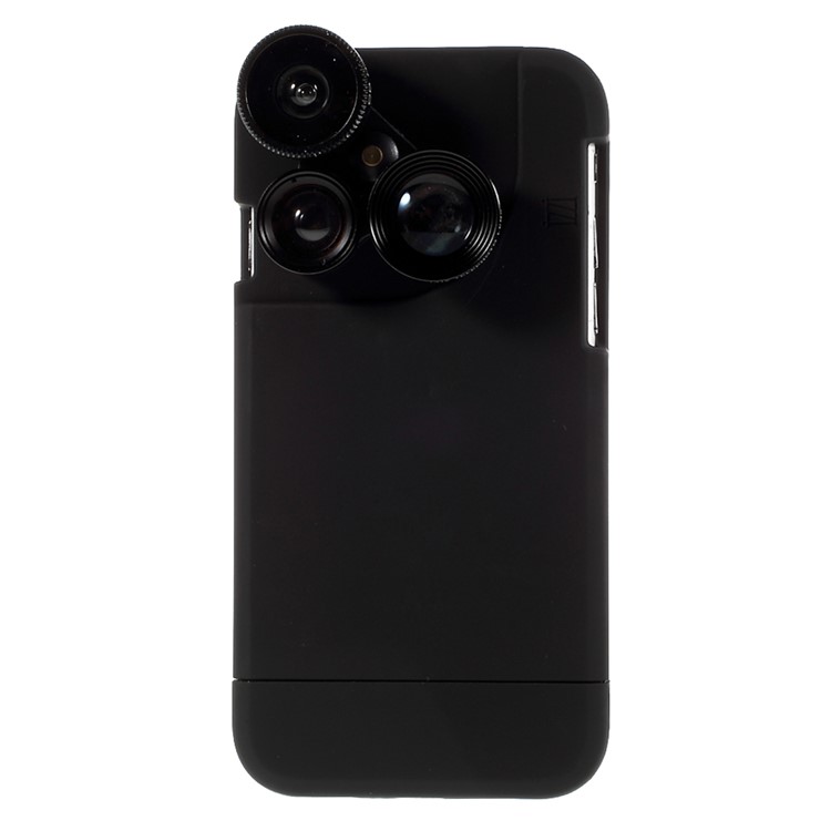 For iPhone 6 6s 4-in-1 Macro Lens + 0.65X Wide-angle Lens + 2X Telephoto Camera Lens + 180 Degree Fisheye with Hard Case - Black-4