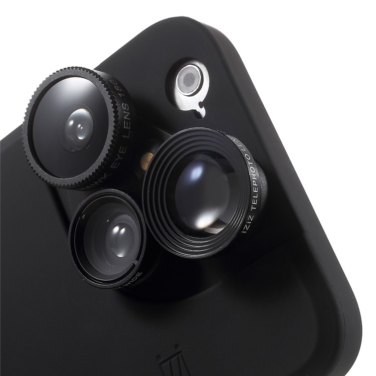 For iPhone 6s Plus / 6 Plus 4 in 1 Wide Angle Macro Lens + Fisheye + 2X Telephoto Camera Lens with Hard Case - Black-10