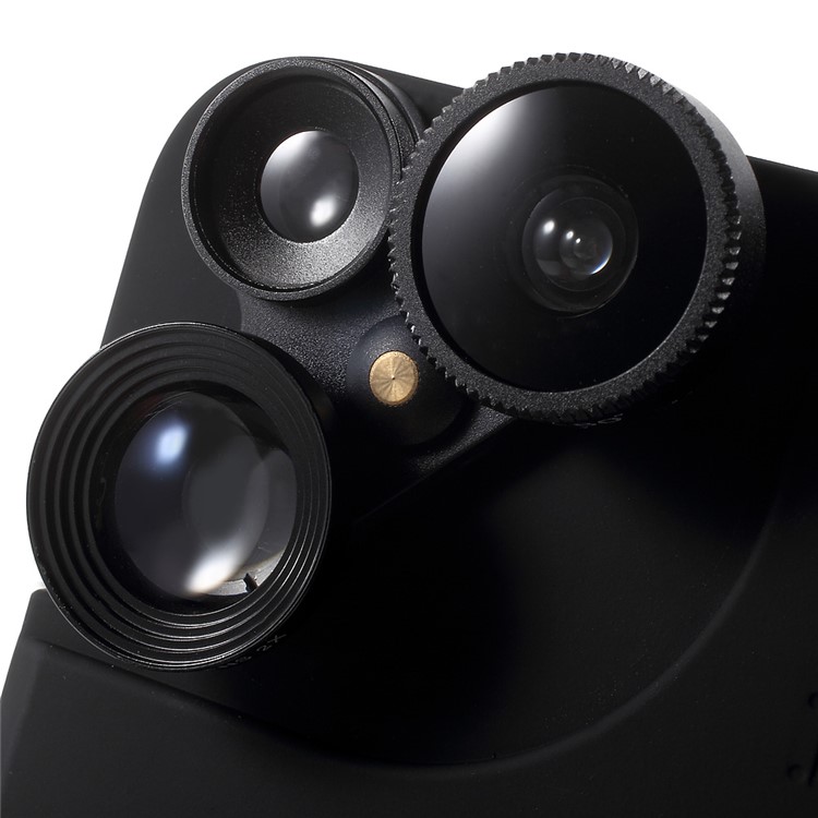 For iPhone 6s Plus / 6 Plus 4 in 1 Wide Angle Macro Lens + Fisheye + 2X Telephoto Camera Lens with Hard Case - Black-11