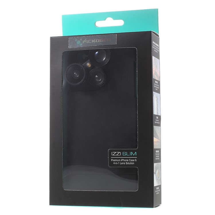For iPhone 6s Plus / 6 Plus 4 in 1 Wide Angle Macro Lens + Fisheye + 2X Telephoto Camera Lens with Hard Case - Black-13