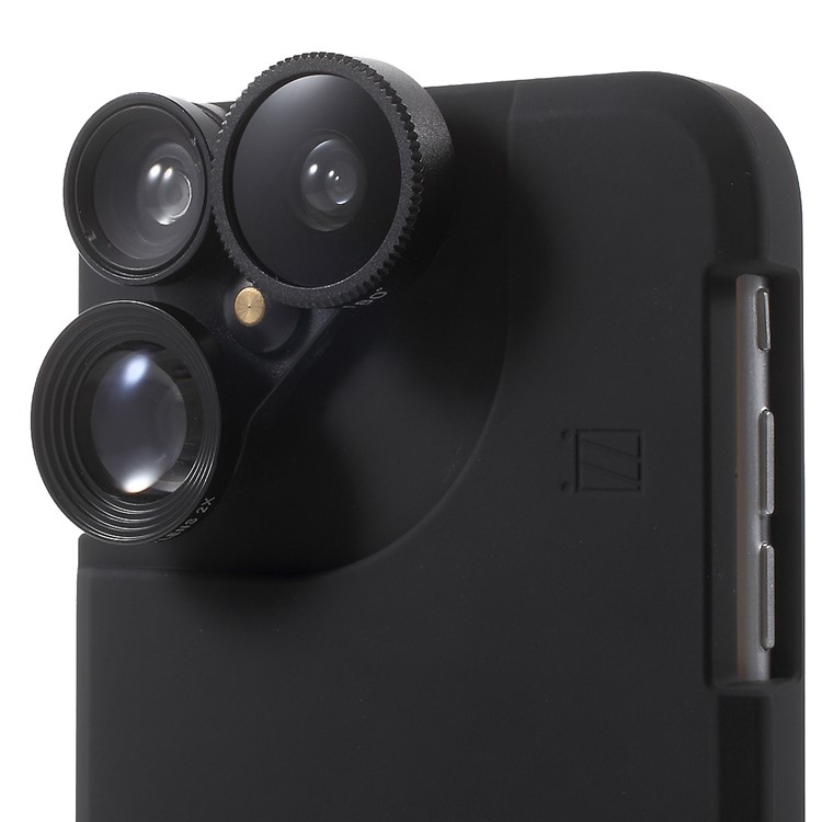For iPhone 6s Plus / 6 Plus 4 in 1 Wide Angle Macro Lens + Fisheye + 2X Telephoto Camera Lens with Hard Case - Black-4