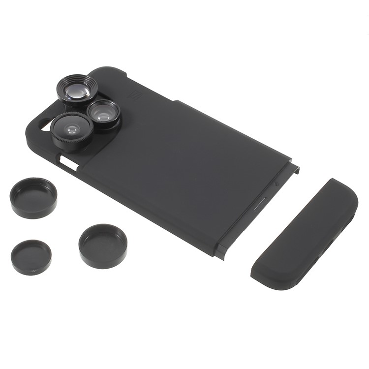 For iPhone 6s Plus / 6 Plus 4 in 1 Wide Angle Macro Lens + Fisheye + 2X Telephoto Camera Lens with Hard Case - Black-6